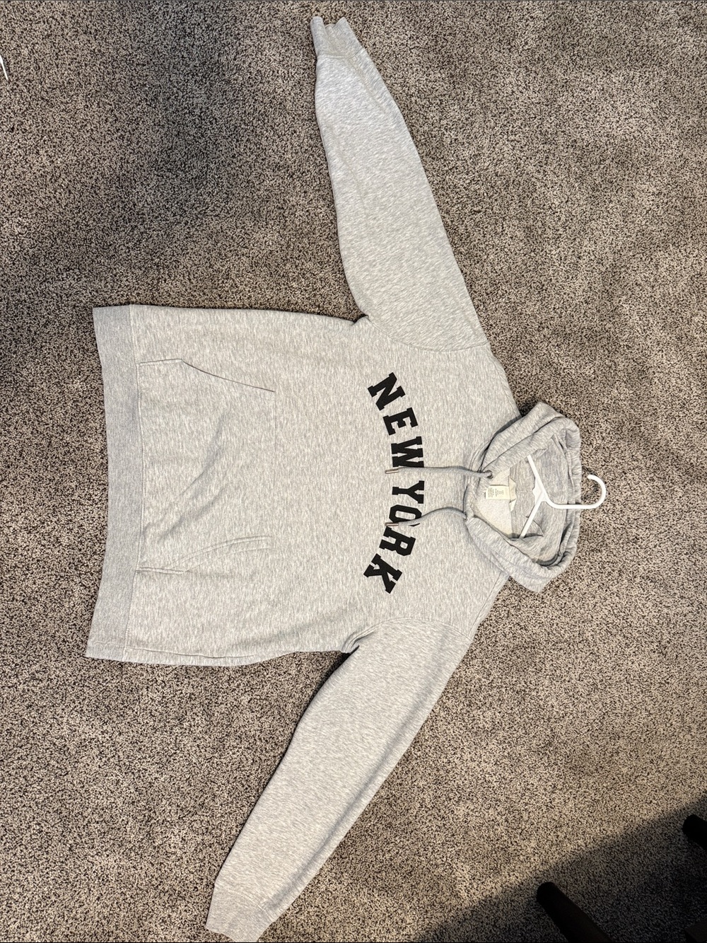H&M Light Gray Hoodie Sweater with Black "NEW YORK" Print